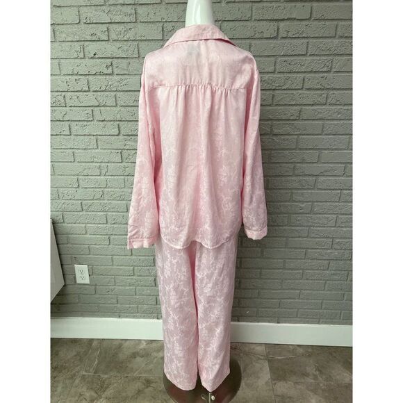 Adonna Women Pink Floral Matte Satin Pajamas Size XXL Top / L Bottom - Picture 2 of 10